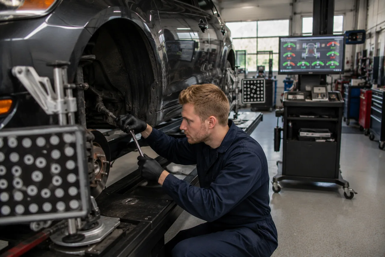 Wheel alignment service at Big O Tires Agassiz